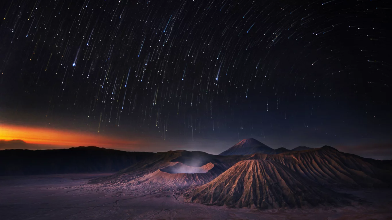 space, звездопад, night, universe, sky, shooting stars, stars, звезды, mountains