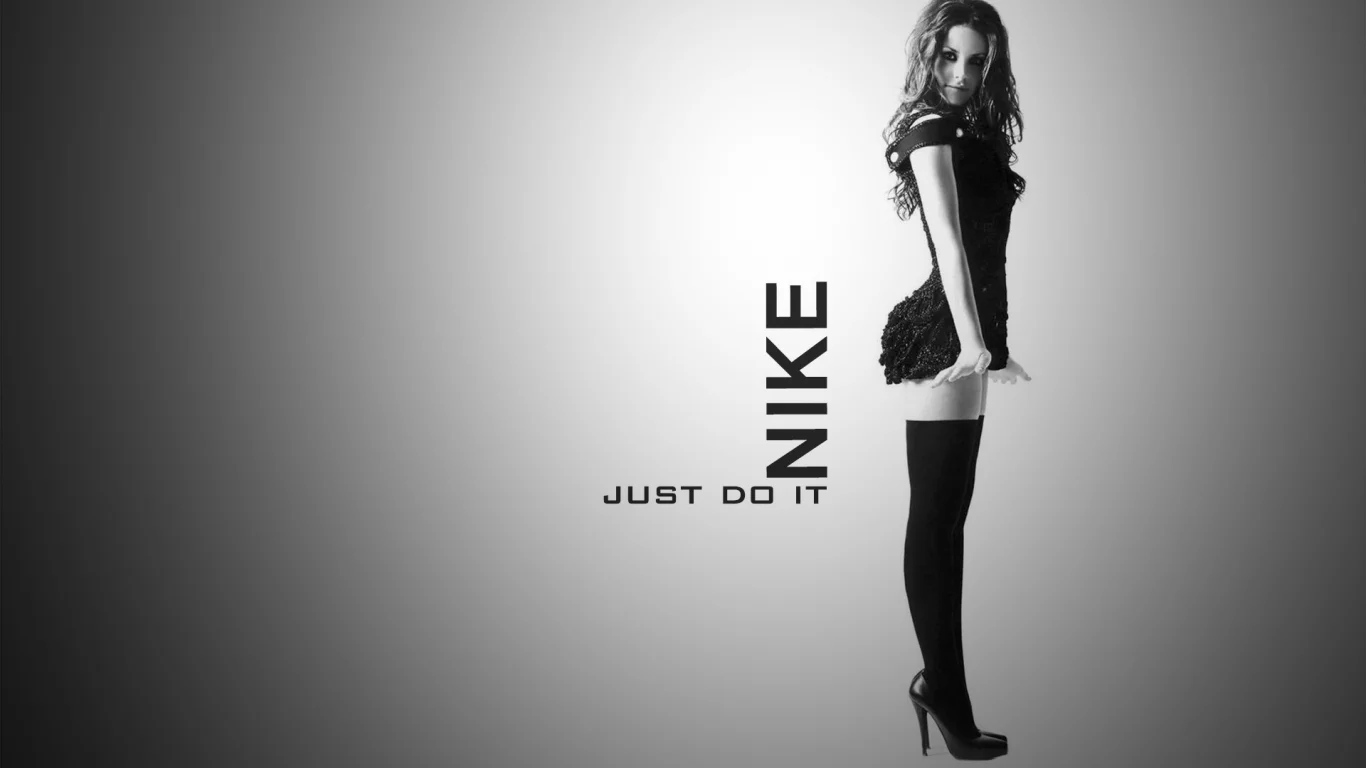 девушка, nike, брэнд, ч.б., фигура