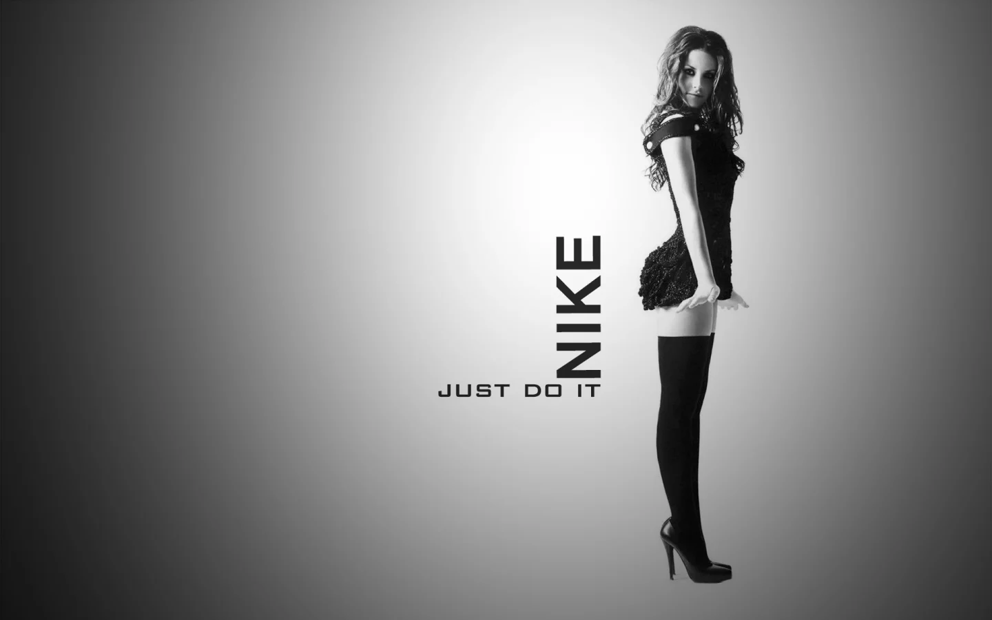 девушка, nike, брэнд, ч.б., фигура
