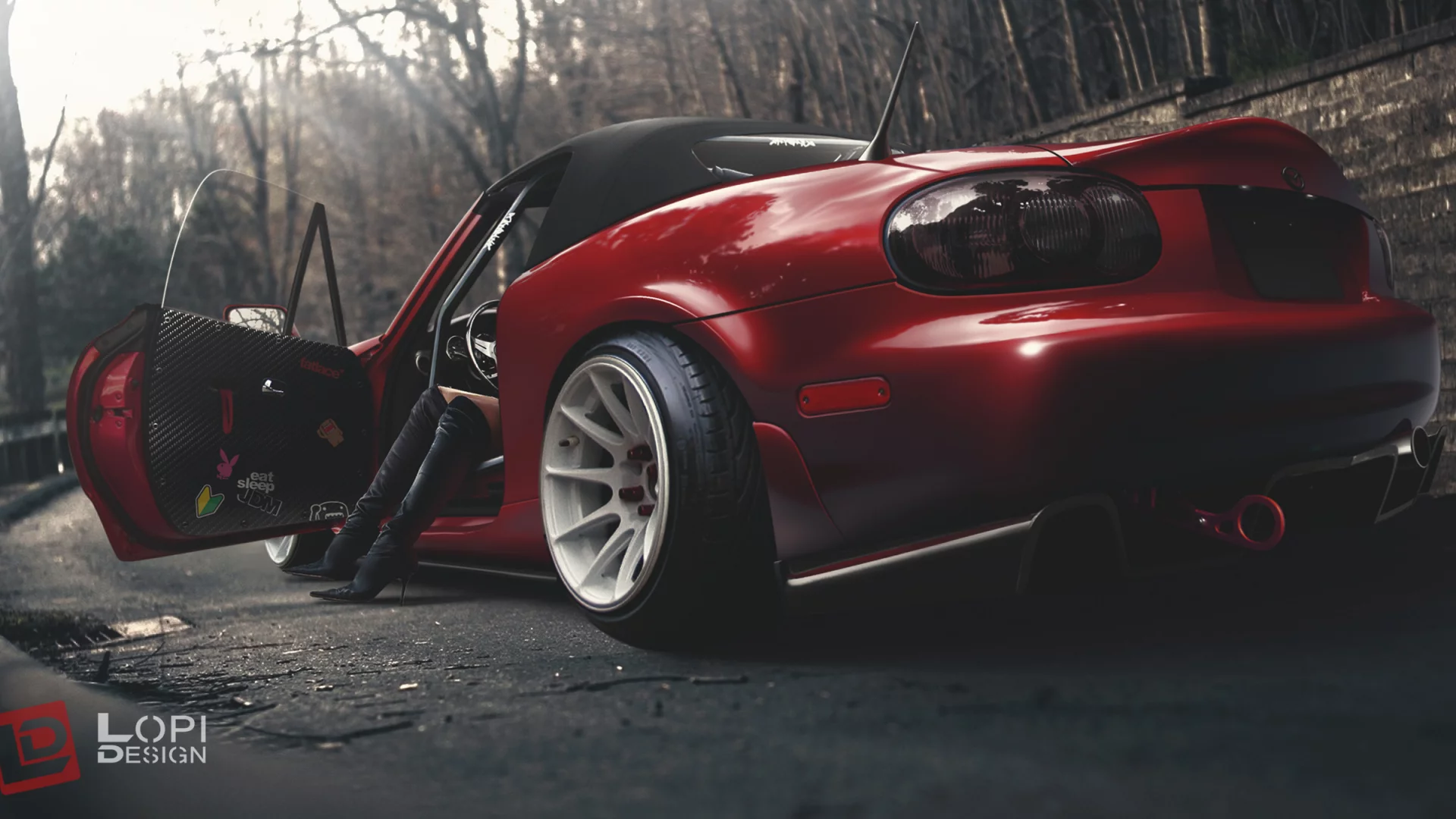 женские ноги, наклейки, стикеры, mx-5, mazda, red, rear, сапоги, jdm