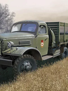 Поле, военный грузовик, ЗИС-151, СССР