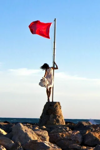 девушка, волны, море