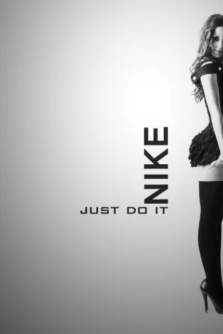 девушка, nike, брэнд, ч.б., фигура