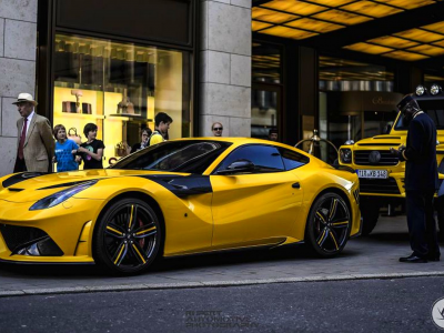 спорткар, тюнинг, жёлтый, Ferrari F12