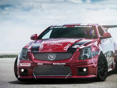 Асфальт, небо, облака, авто, Cadillac.