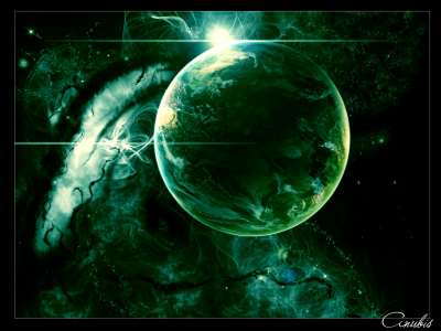 planet, sci fi, green, lights