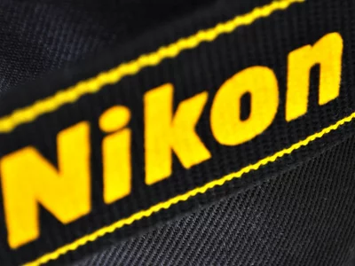 black, logo, yellow, nikon