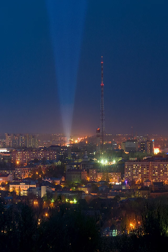 Ночь, огни, город, Луганск, Ворошиловград, Донбас.