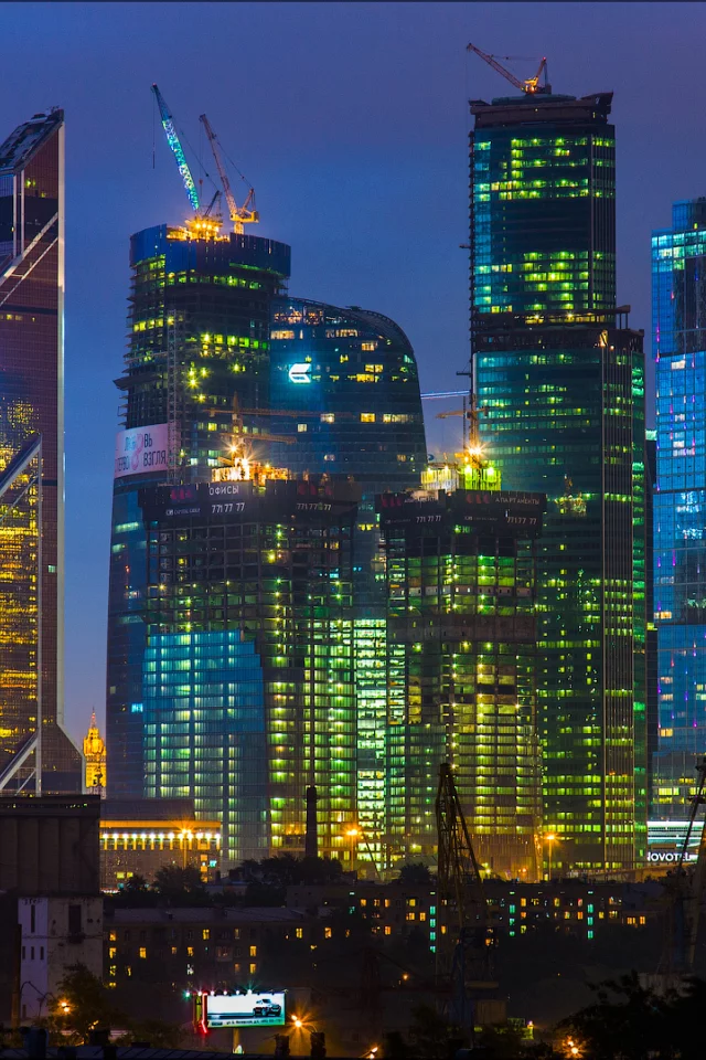 москва, москва-сити, башня 2000, ночь