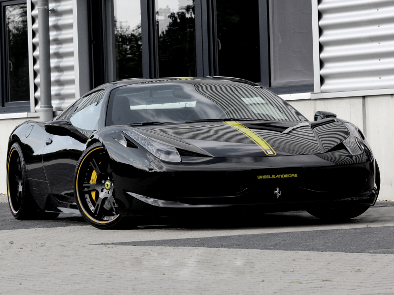 ferrari, 458 italia, вид спереди, black, феррари, чёрный, италия