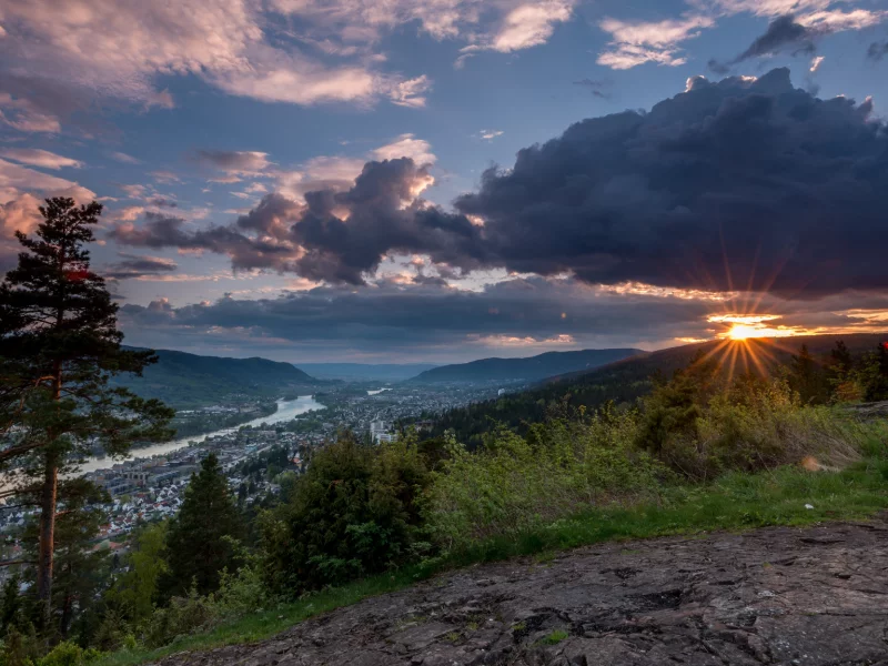 облака, drammen, горы, norway, норвегия, драммен, деревья