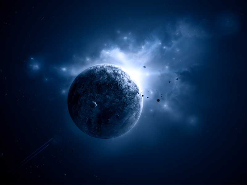 sci fi, planet, light blue