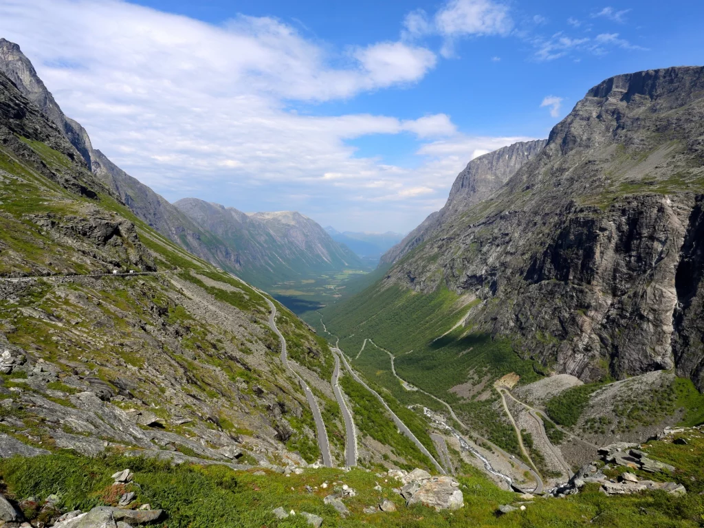 горы, ущелье, дорога, серпантин, вид, красиво