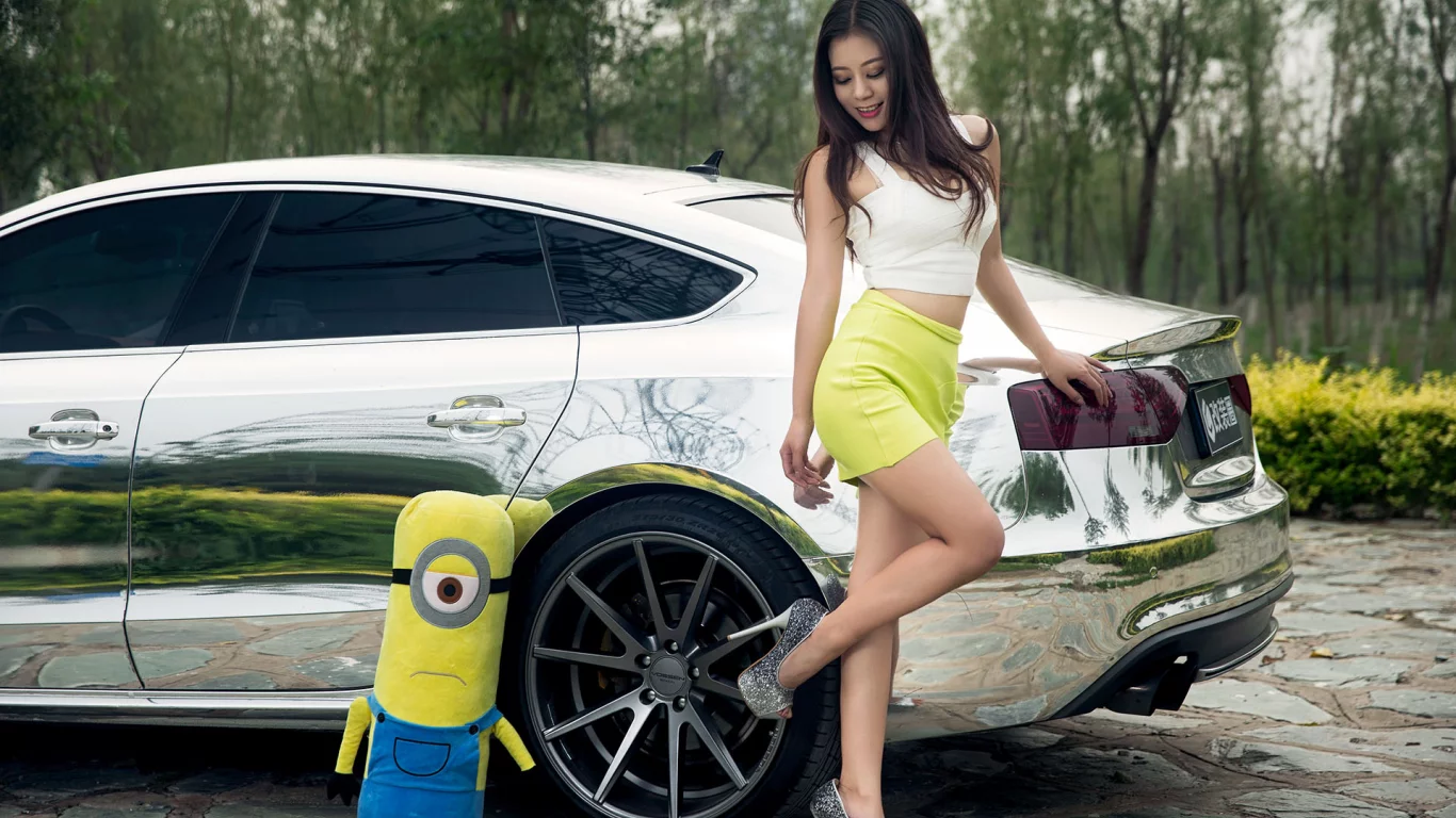 Audi, A7, девушка, миньен