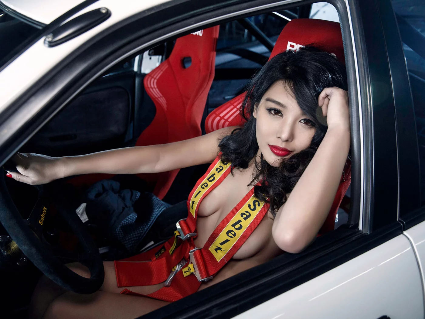mitsubishi, evo, девушка