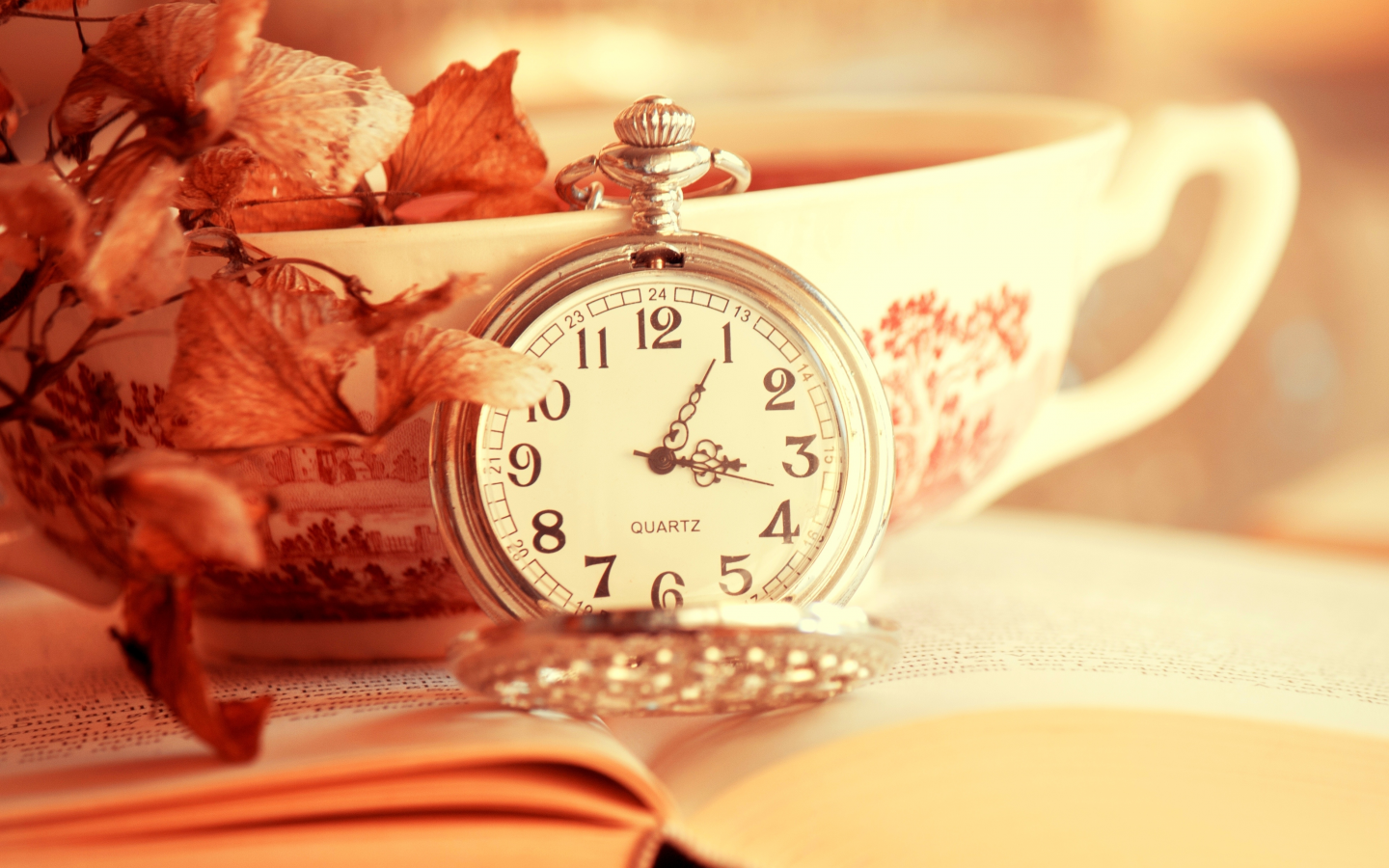 book, time, cup, время, часы, leaves, dial, циферблат, книга, clock