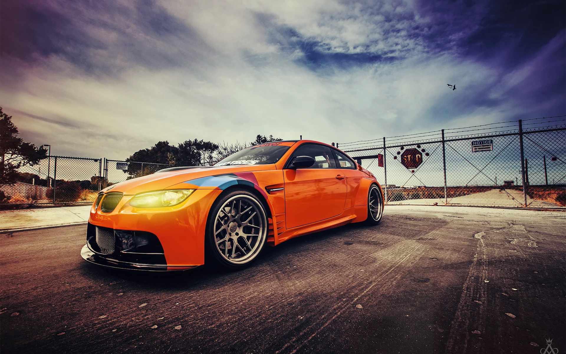 оранж, gt2, e92, m3, небо, bmw