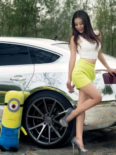 Audi, A7, девушка, миньен