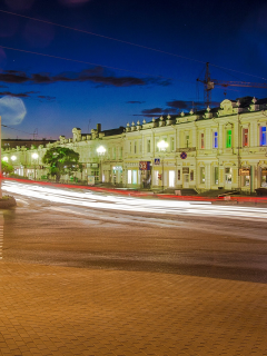 Россия, город, Омск, ночь, огни, перекрёсток.