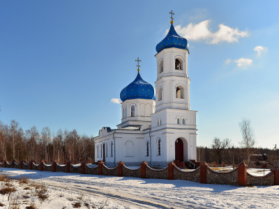 Зима, пейзаж, храм, покровская церковь, Россия.