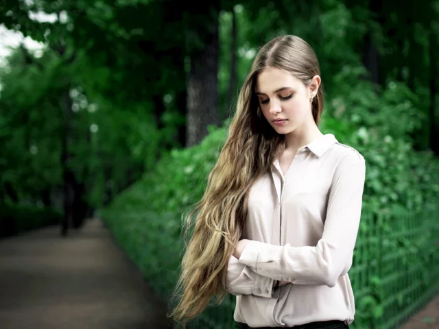 девушка, блузка, парк