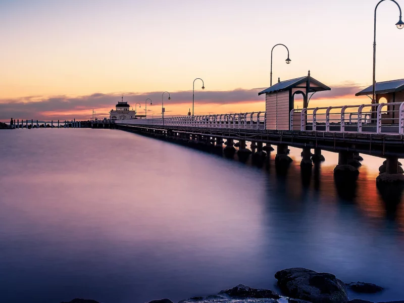 пирс, закат, море