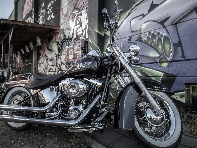 Стена, граффити, байк, мото, Harley.