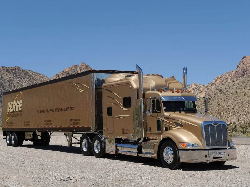 Холмы, дорога, обочина, грузовик, фура, Peterbilt
