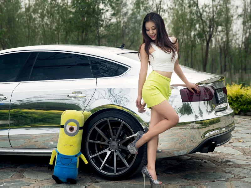 Audi, A7, девушка, миньен