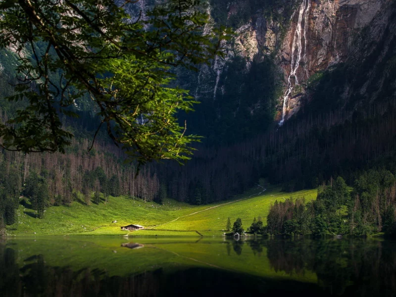 озеро, бавария, водопад, горы, pai shaka, лес