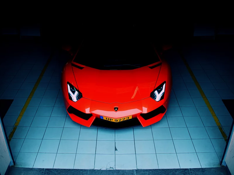 lp700-4, aventador, garage, orange, front, lamborghini