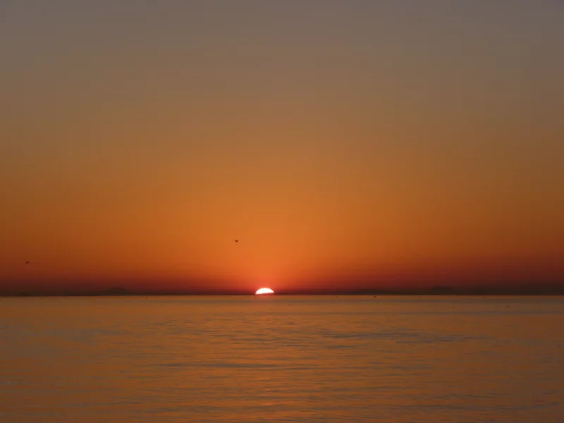 море, закат, штиль