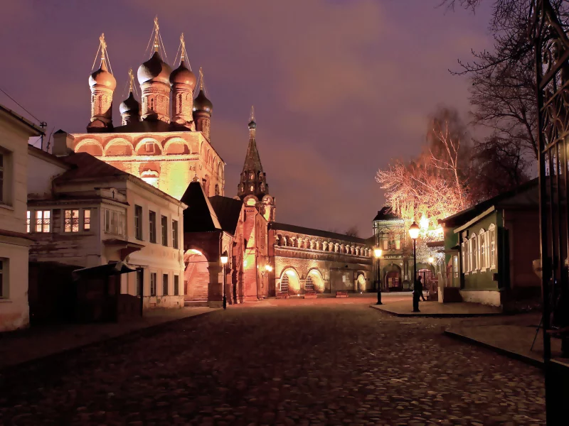 Москва, столица, ночь, архитектура, крутицкое подворье.