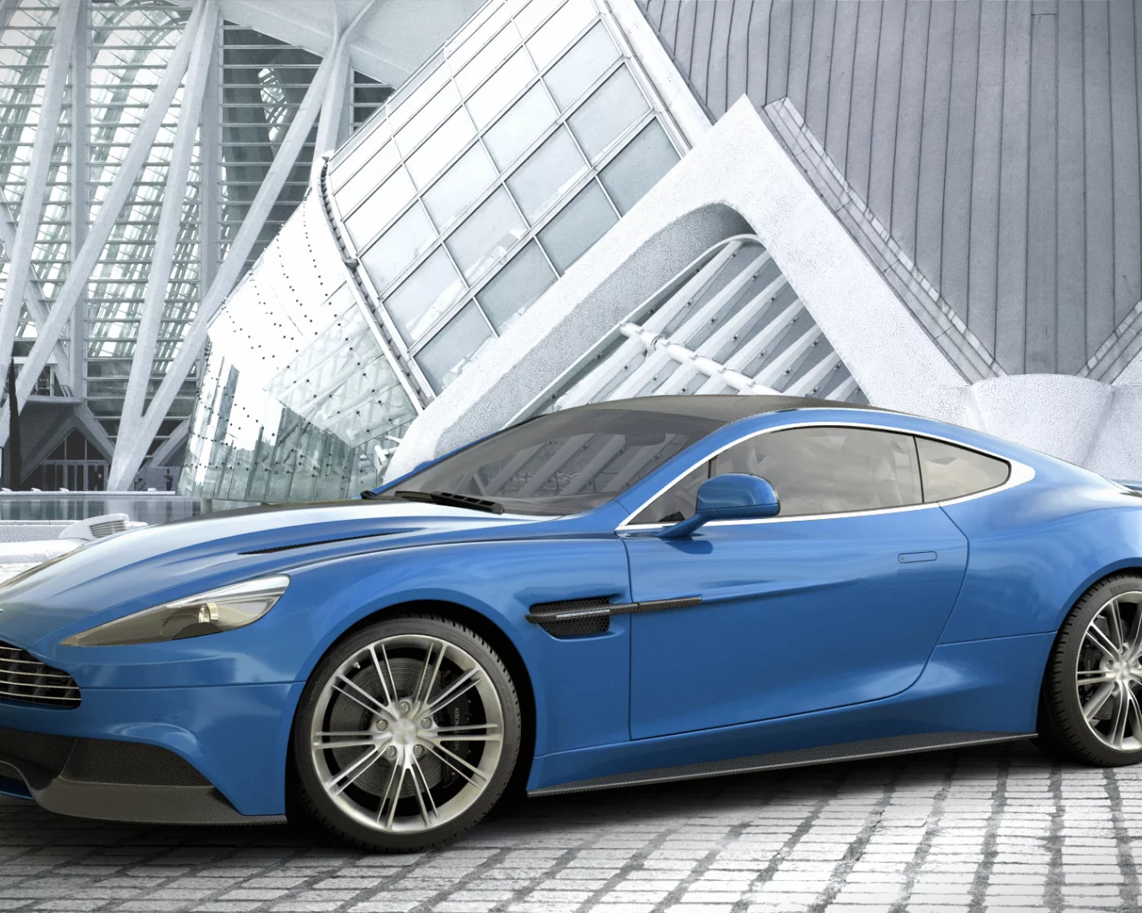 Aston-Martin, Vanquish, Light, Blue