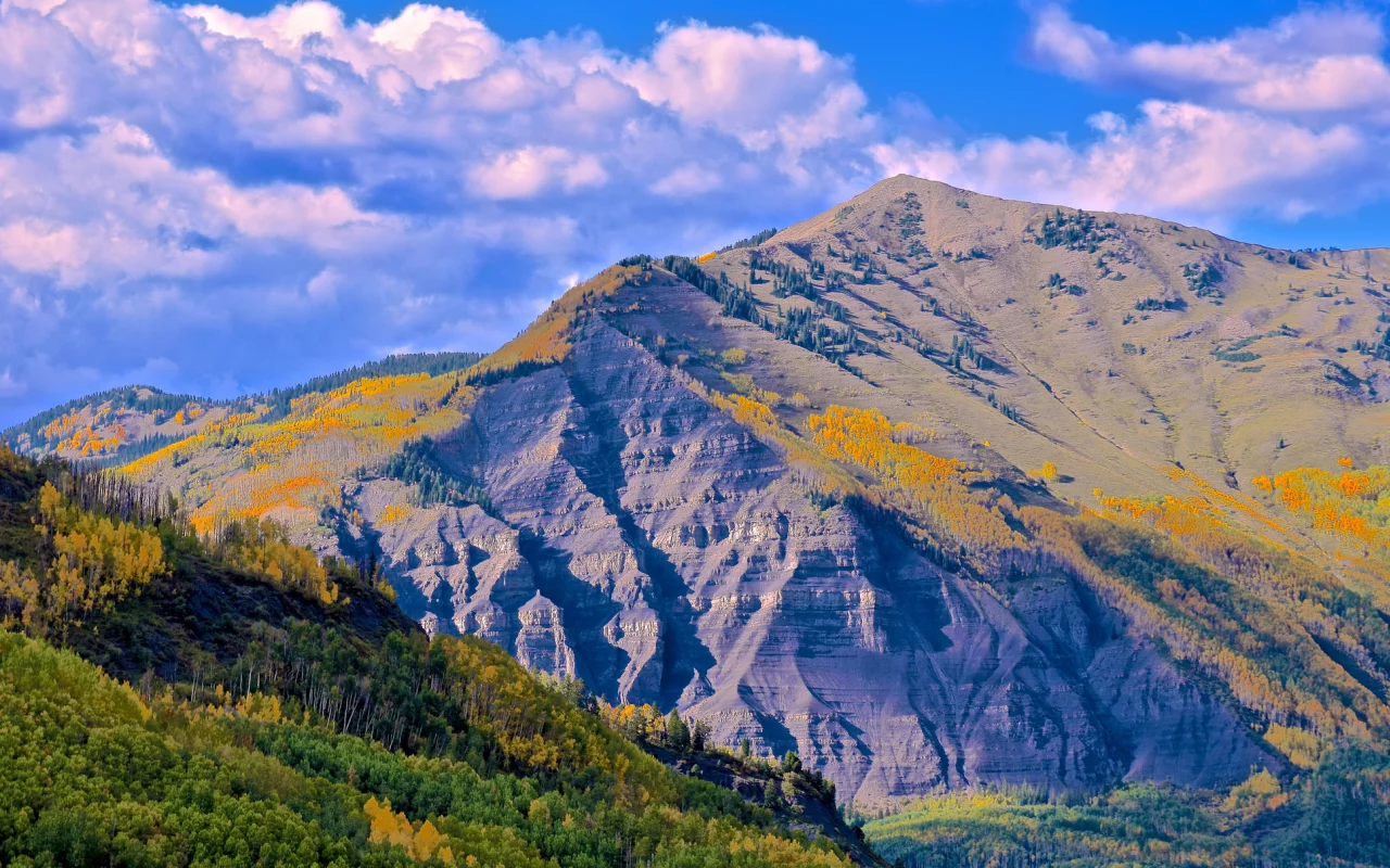 горы, деревья, лес, осень, природа, пейзаж