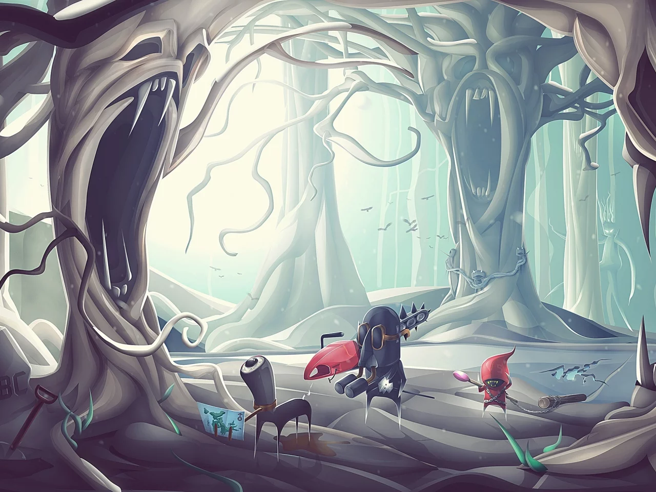 деревья, desktopography, лес, арт, чудики