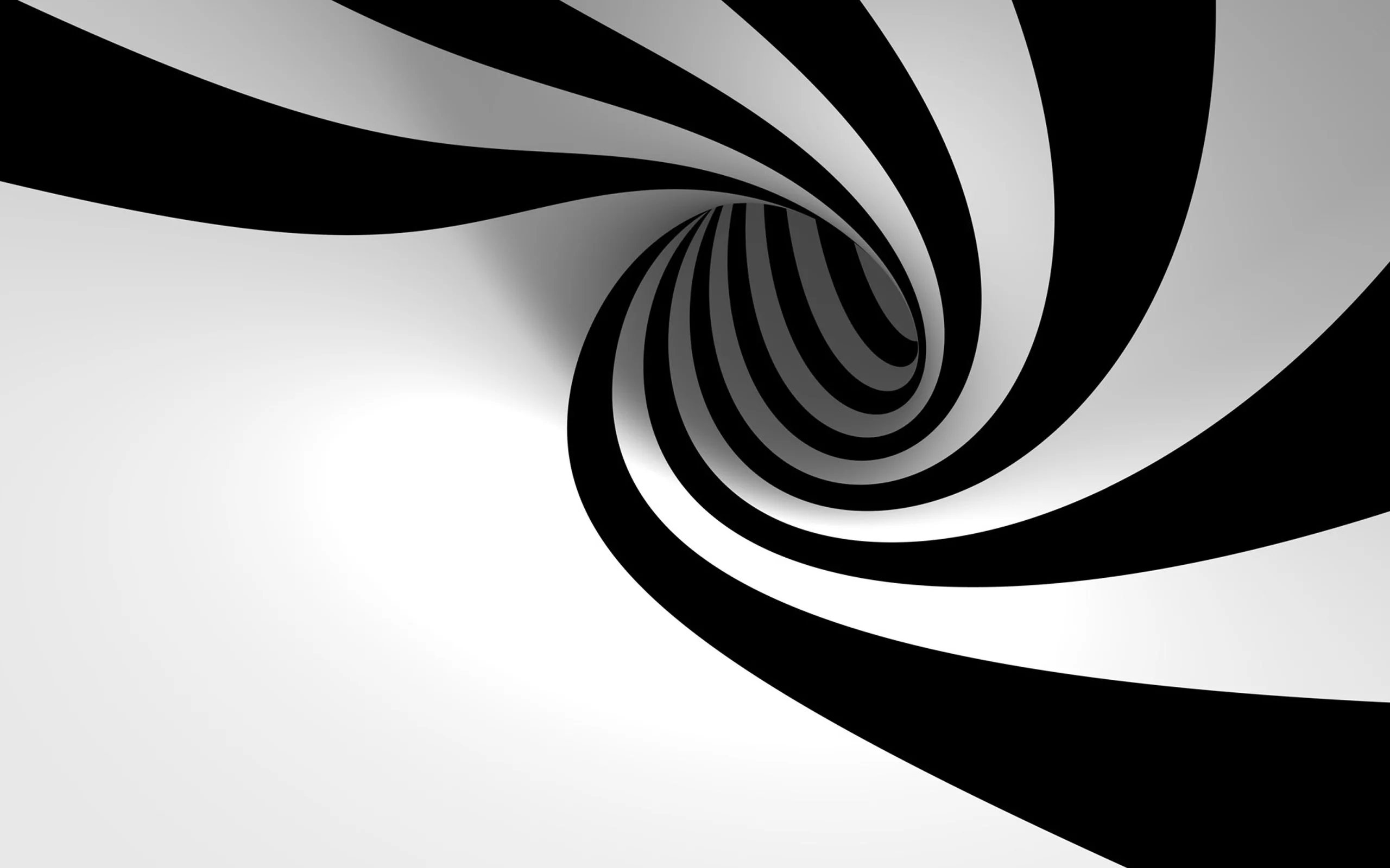 3D, Black, White, Spiral