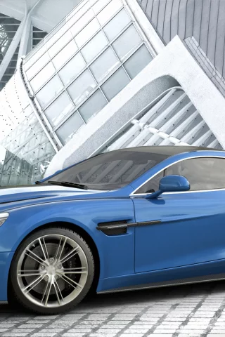 Aston-Martin, Vanquish, Light, Blue