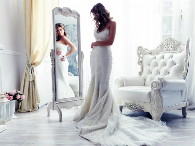 девушка, невеста, зеркало