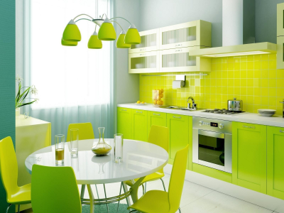 Yelow, Green, Blue, Kitchen, Style, Laym