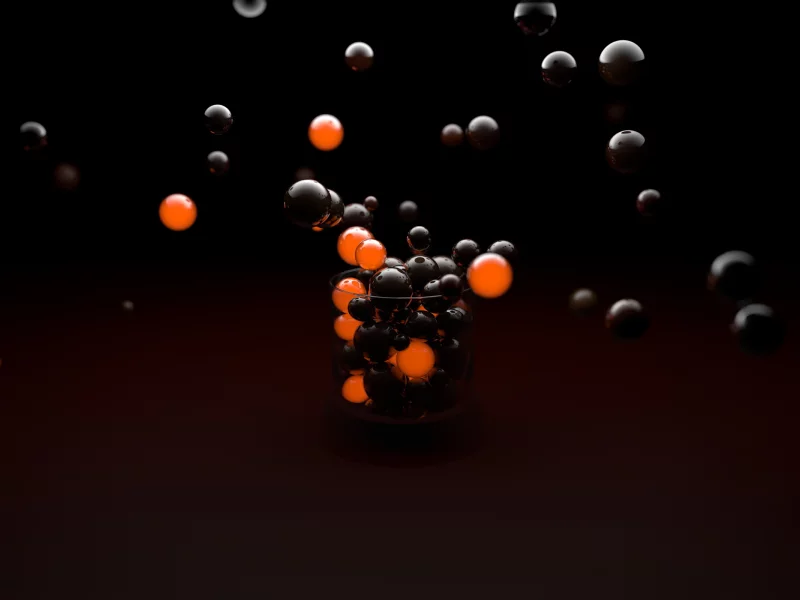 3D, Balls, Orange, Black