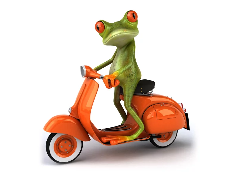 free frog 3d, графика, лягушка, мопед, транспорт