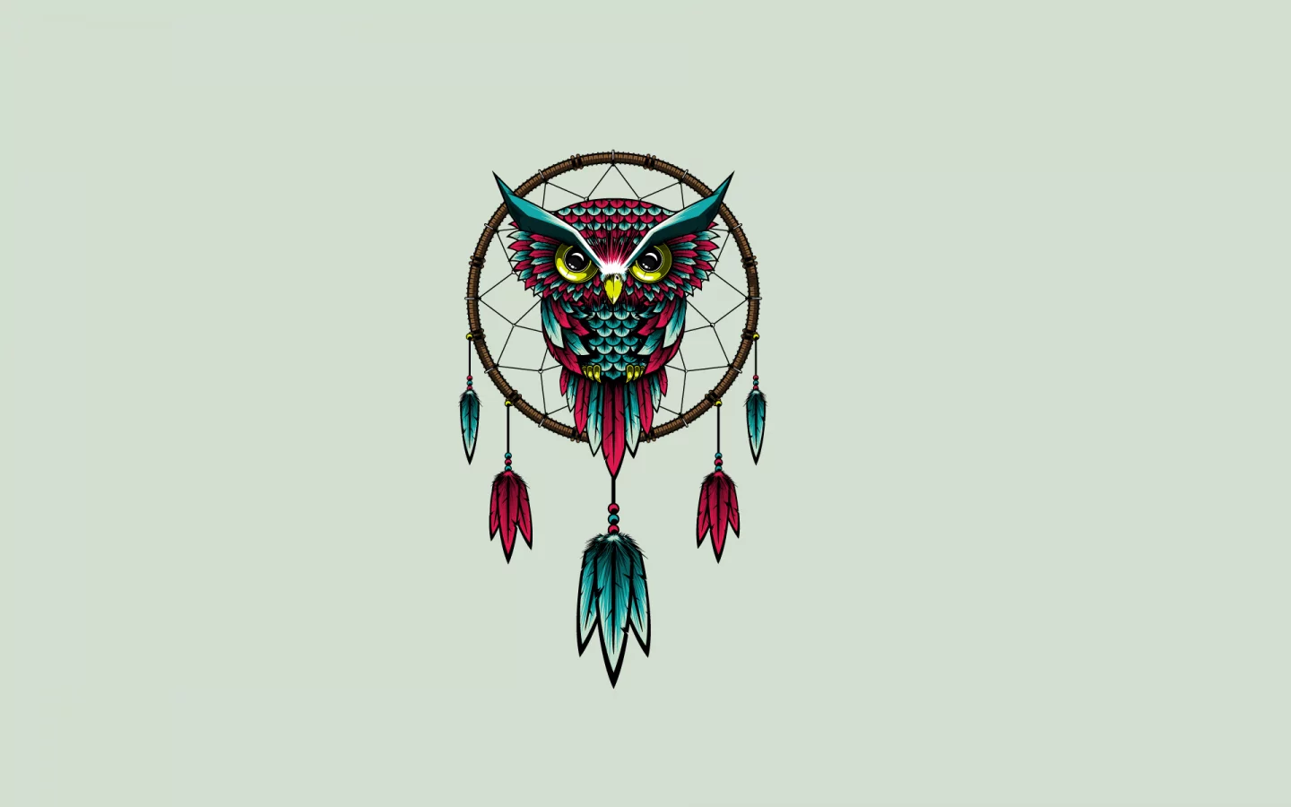 owl, dreamcatcher, птица, сова, ловец снов, минимализм