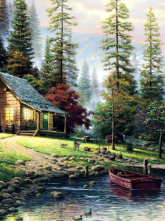 дом, лес, река, райское место