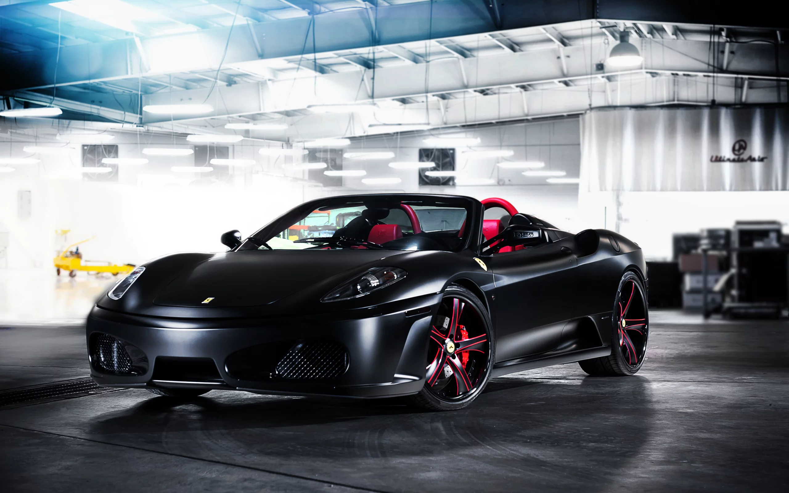 гараж, феррари, автообои, ferrari f430 spider, суперкар, тюнинг