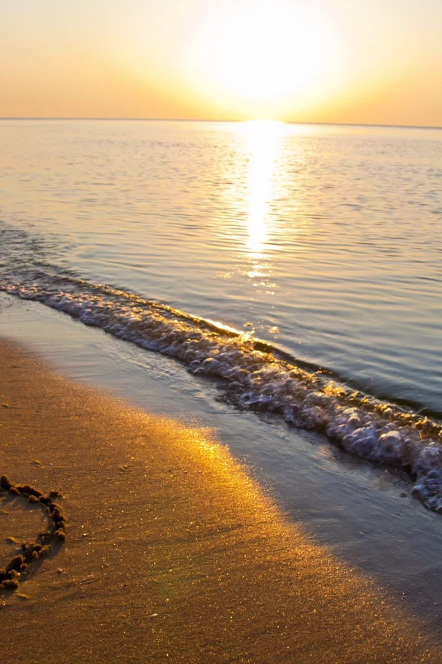 море, вода, река, пляж, природа, сердечко, сердце, песок