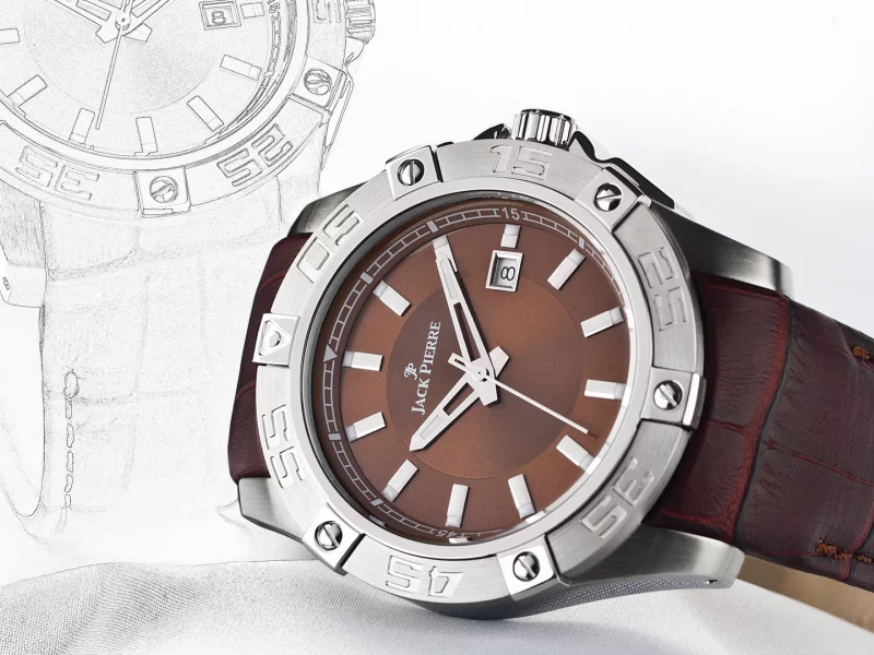 watch, brown, stitching leather, drawing