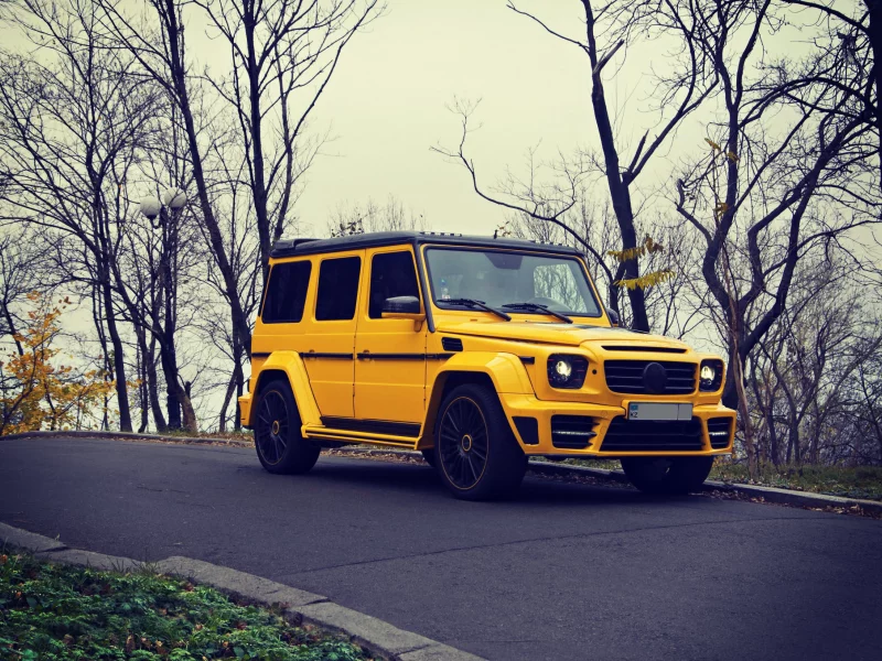 g63, brabus, внедорожник, mercedes benz, мерседес, желтый, осень