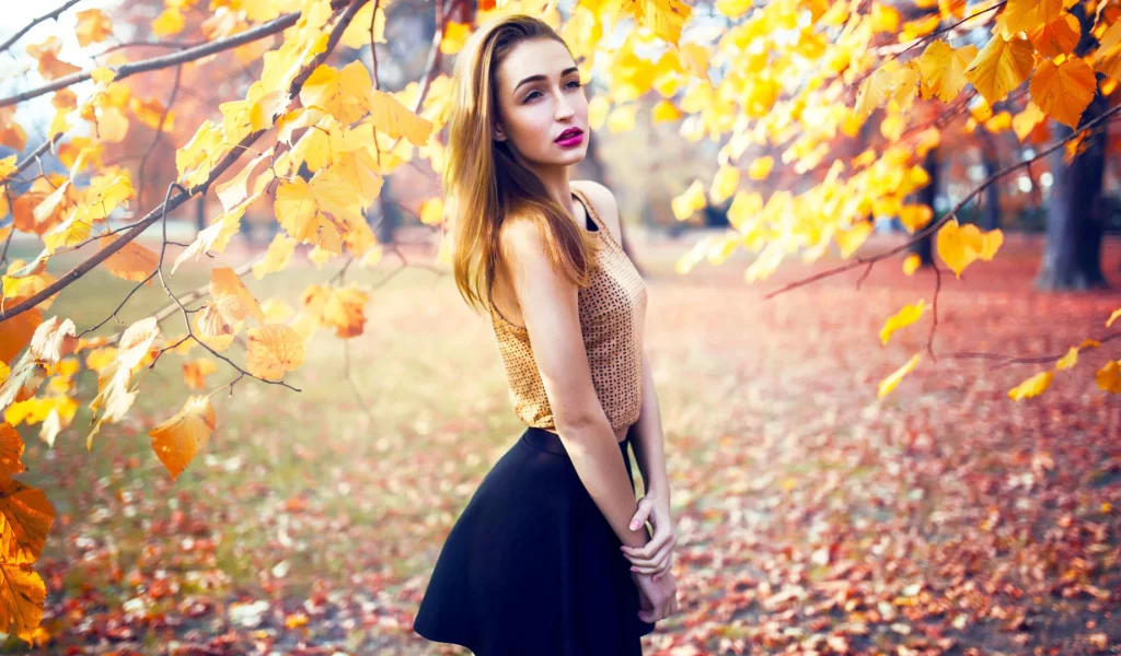 девушка, взгляд, осень