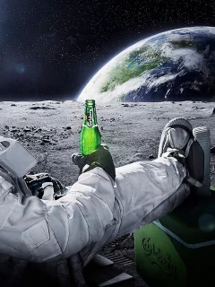 relax, space, moon, beer
